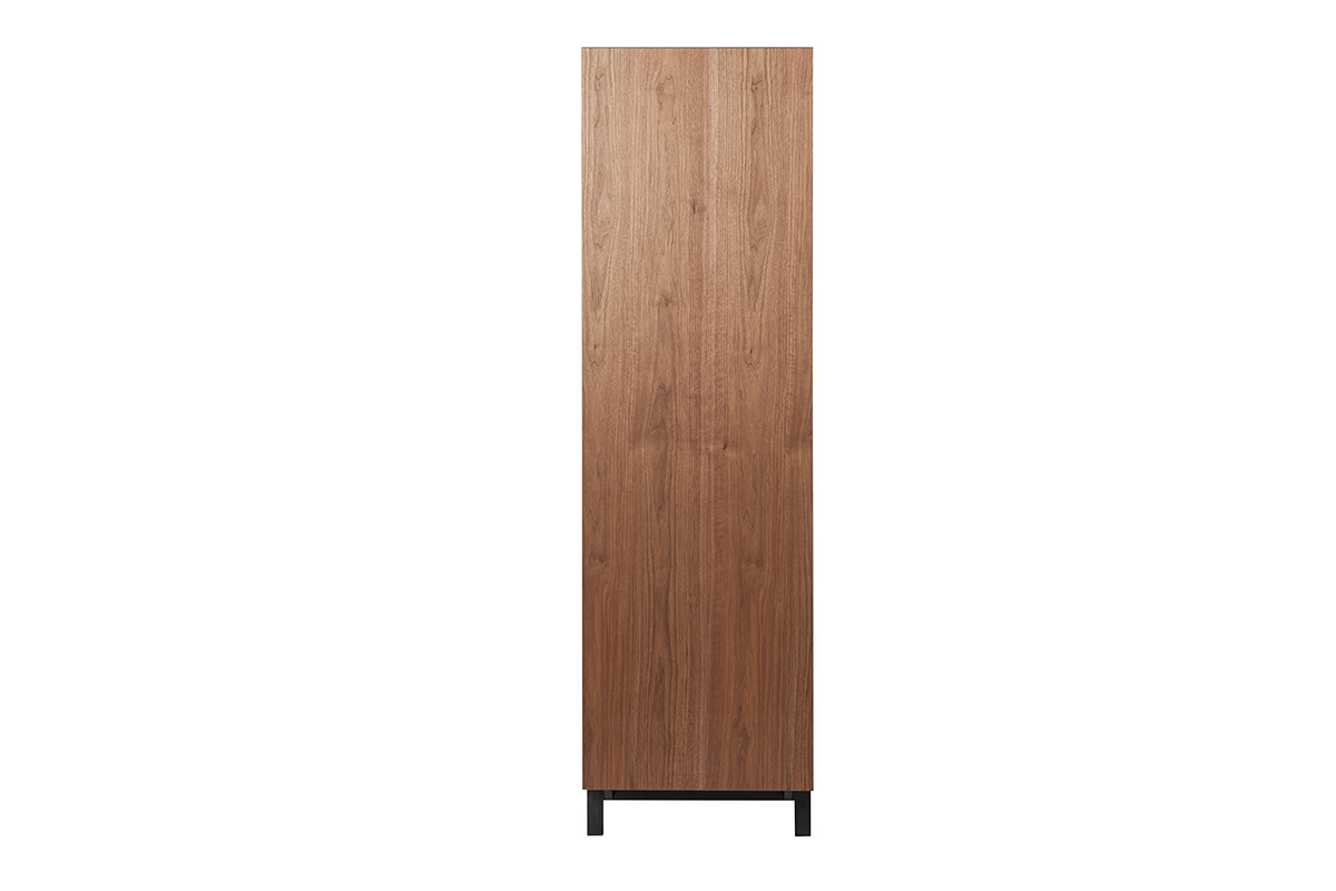 Armoire vintage bois fonc� noyer et m�tal noir L104 cm MANNY