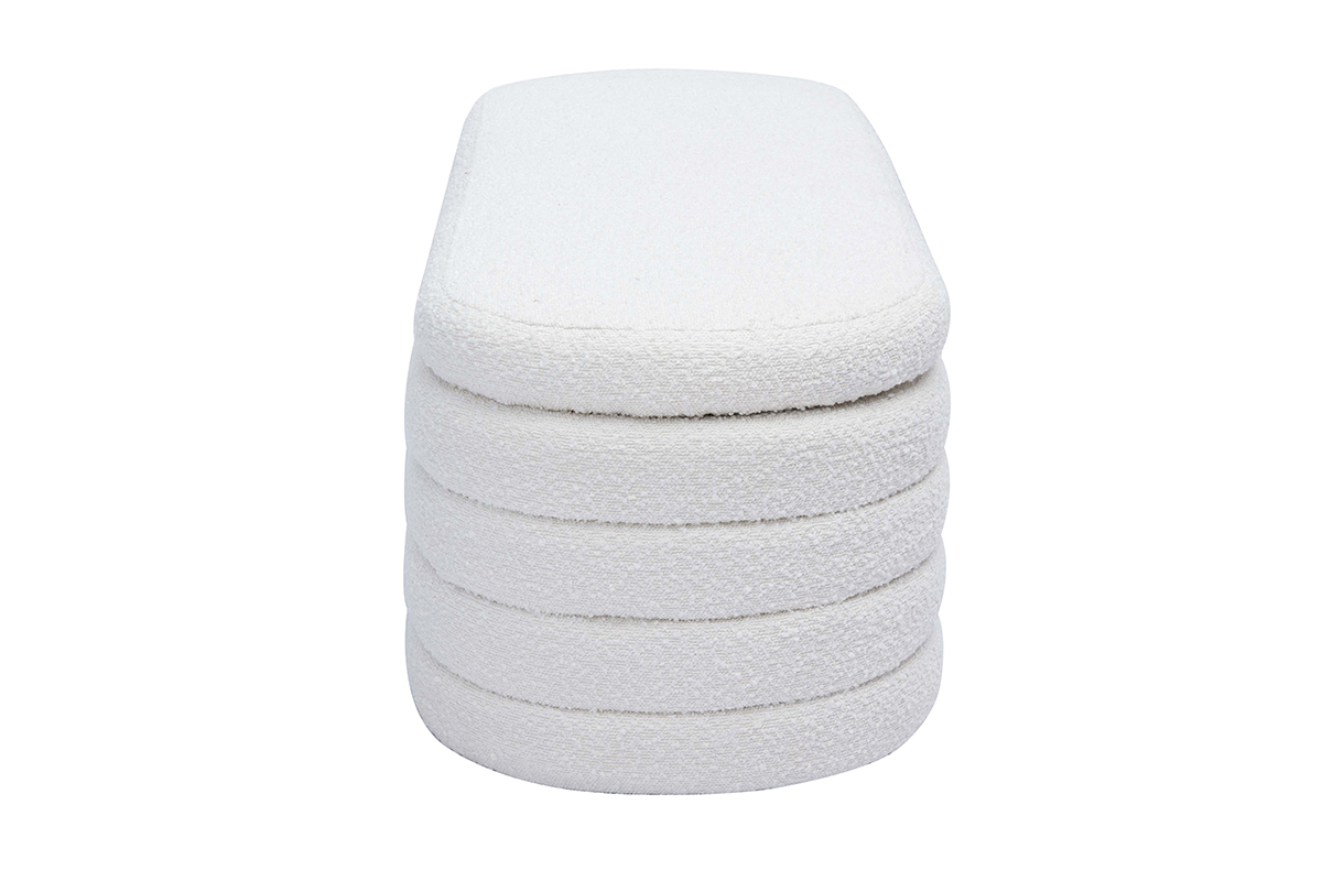 Banc coffre en tissu effet laine boucl�e blanc L125 cm NAVY