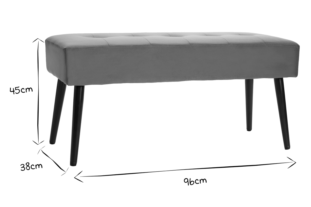 Banc design capitonn� en tissu velours bronze et m�tal noir L96 cm GUESTA