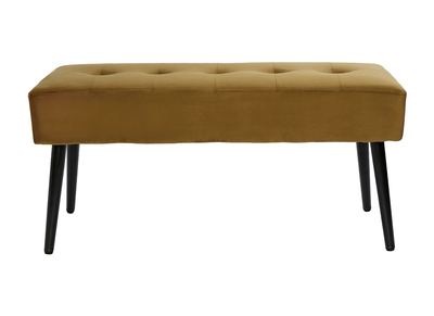 Banc design capitonn&eacute; en tissu velours bronze et m&eacute;tal noir L96 cm GUESTA