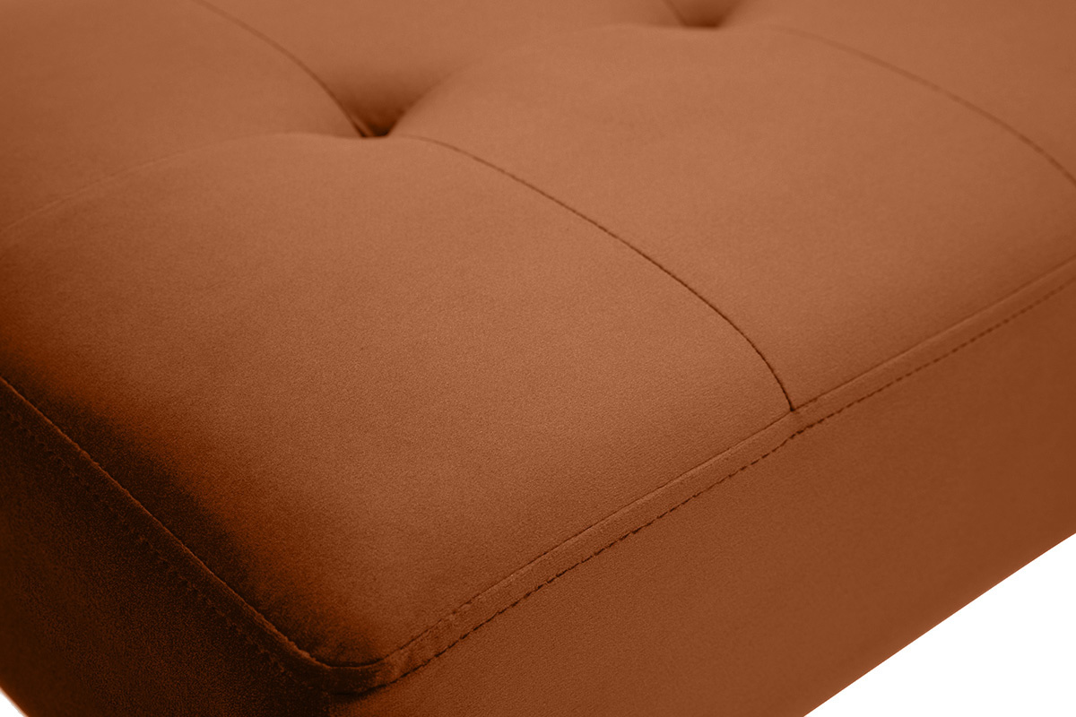Banc design capitonn� en velours terre br�l�e et m�tal noir L95 cm GUESTA