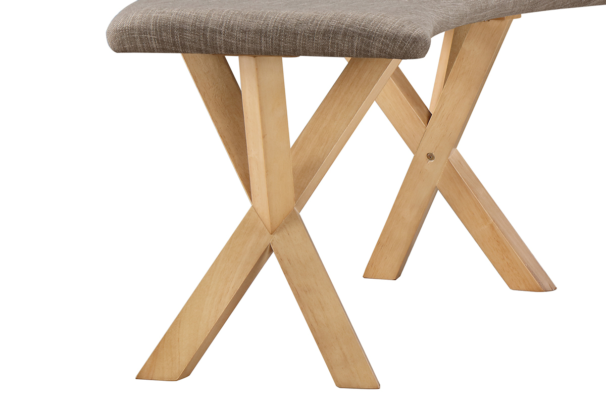 Banc design scandinave ch�ne et tissu gris ANIK