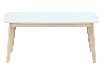 Banc scandinave blanc et bois clair L100 cm LEENA