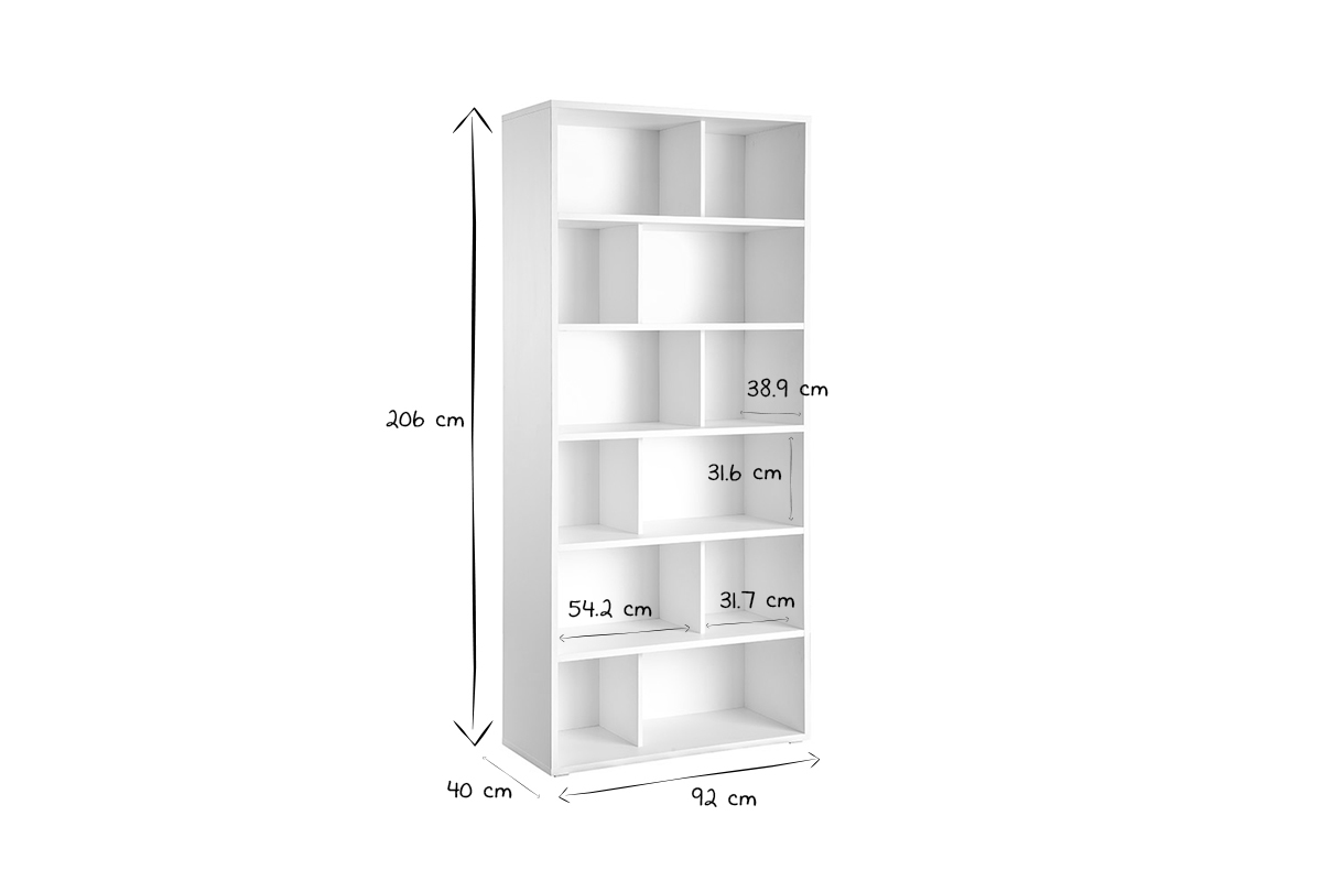 Biblioth�que design bois blanc L92 cm EPURE