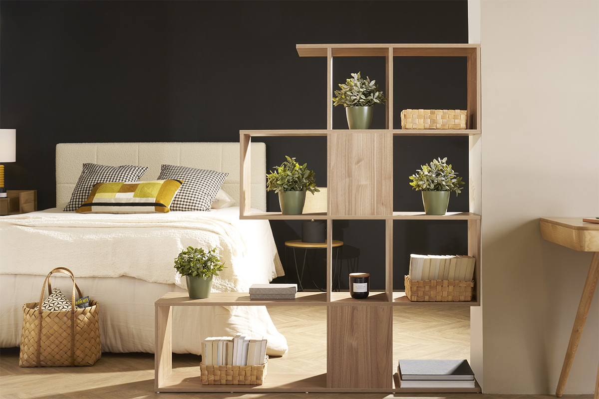 Biblioth�que ouverte s�parateur design blanc laqu� brillant L139 cm COMO