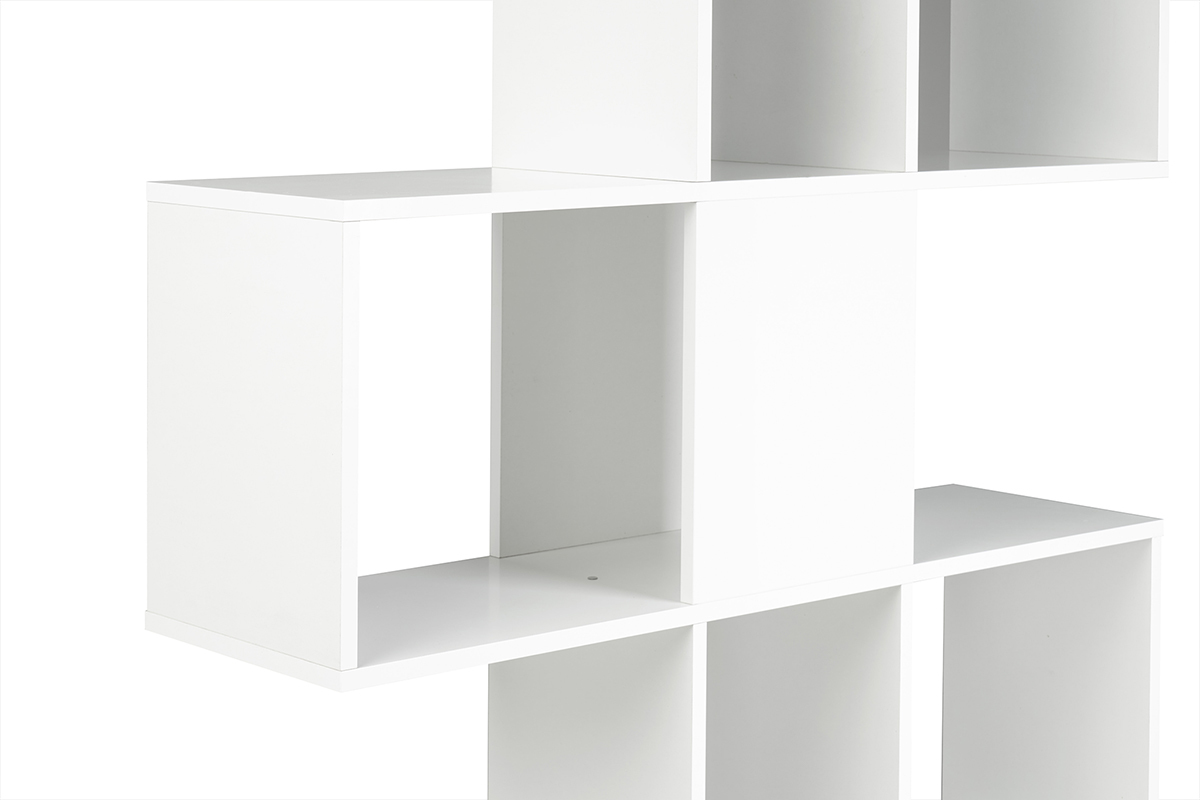 Biblioth�que ouverte s�parateur design blanc laqu� brillant L139 cm COMO