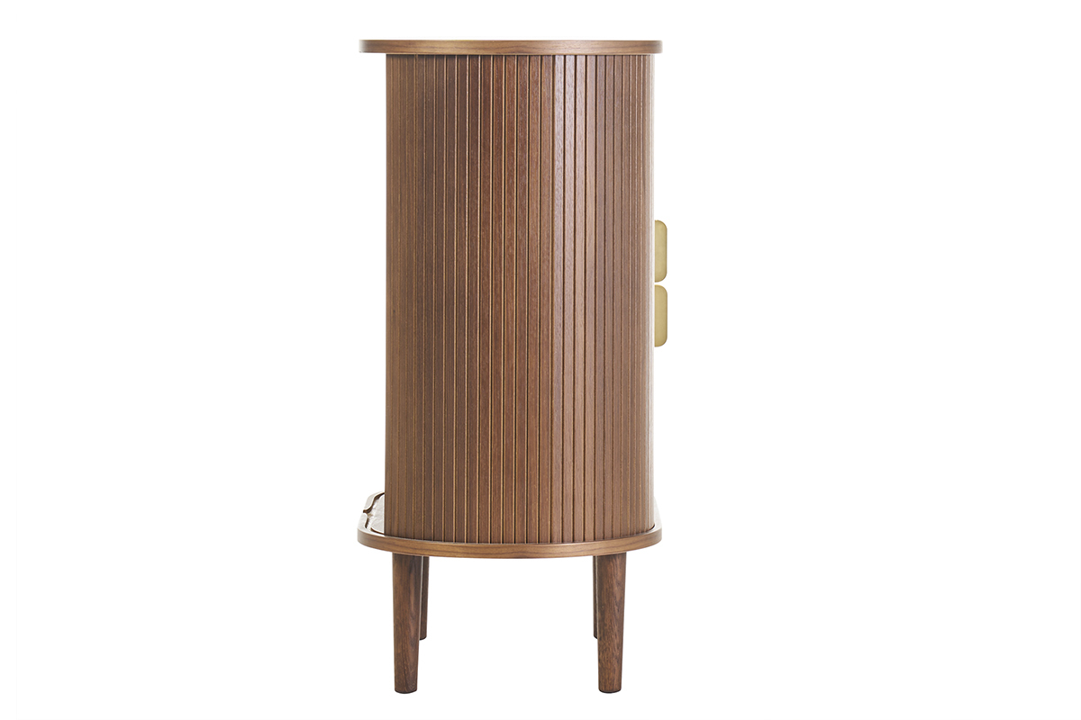 Buffet haut vintage avec portes coulissantes bois fonc� noyer L70 cm EPIC