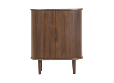 Buffet haut vintage avec portes coulissantes bois fonc&eacute; noyer L70 cm EPIC