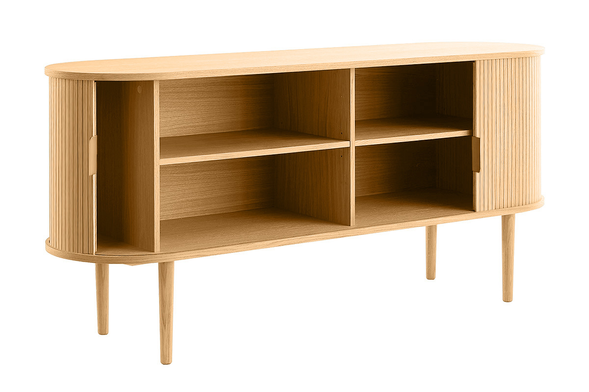 Buffet vintage en bois clair ch�ne 2 portes coulissantes L160 cm EPIC