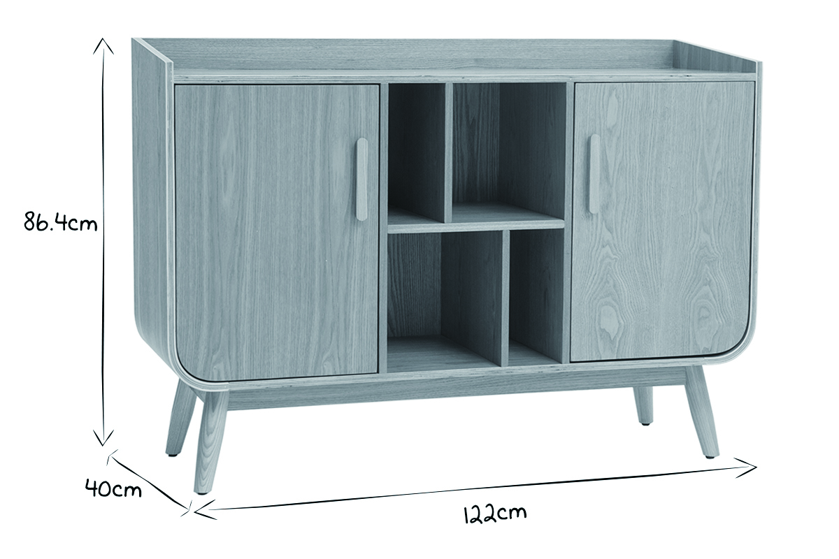 Buffet vintage en bois fonc� noyer 2 portes L122 cm HALLEN