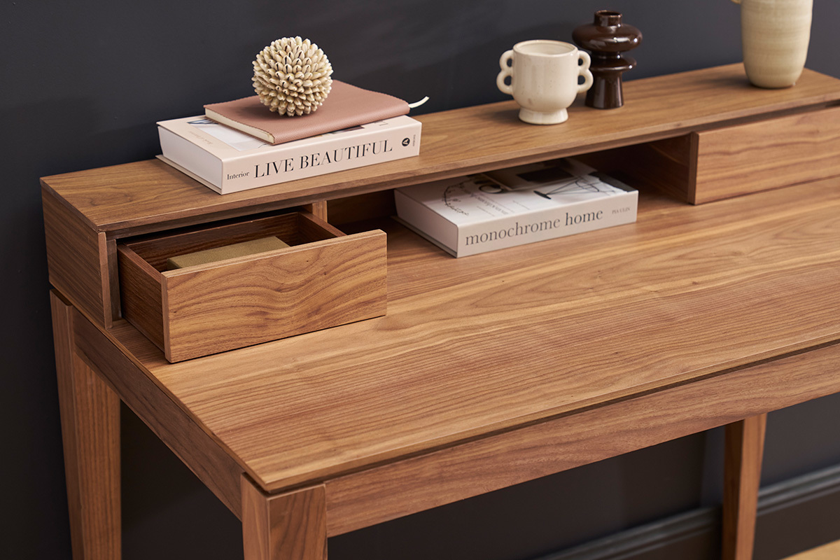 Bureau avec rangements bois fonc� noyer L110 cm SEKRET