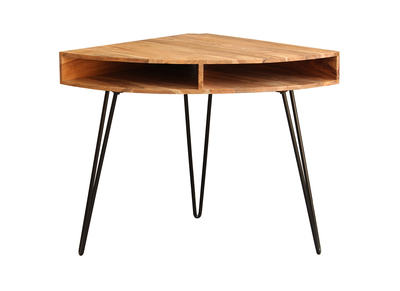 Bureau d'angle avec rangements bois massif et m&eacute;tal noir L75 cm GOSBY