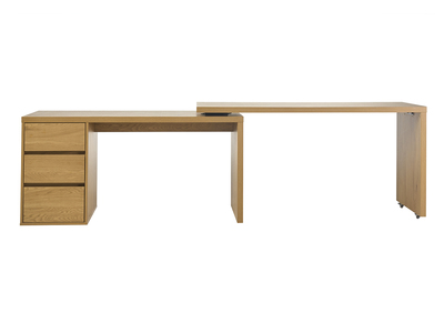 Bureau modulable avec rangements finition bois clair ch&ecirc;ne L153-269 cm MELVIN