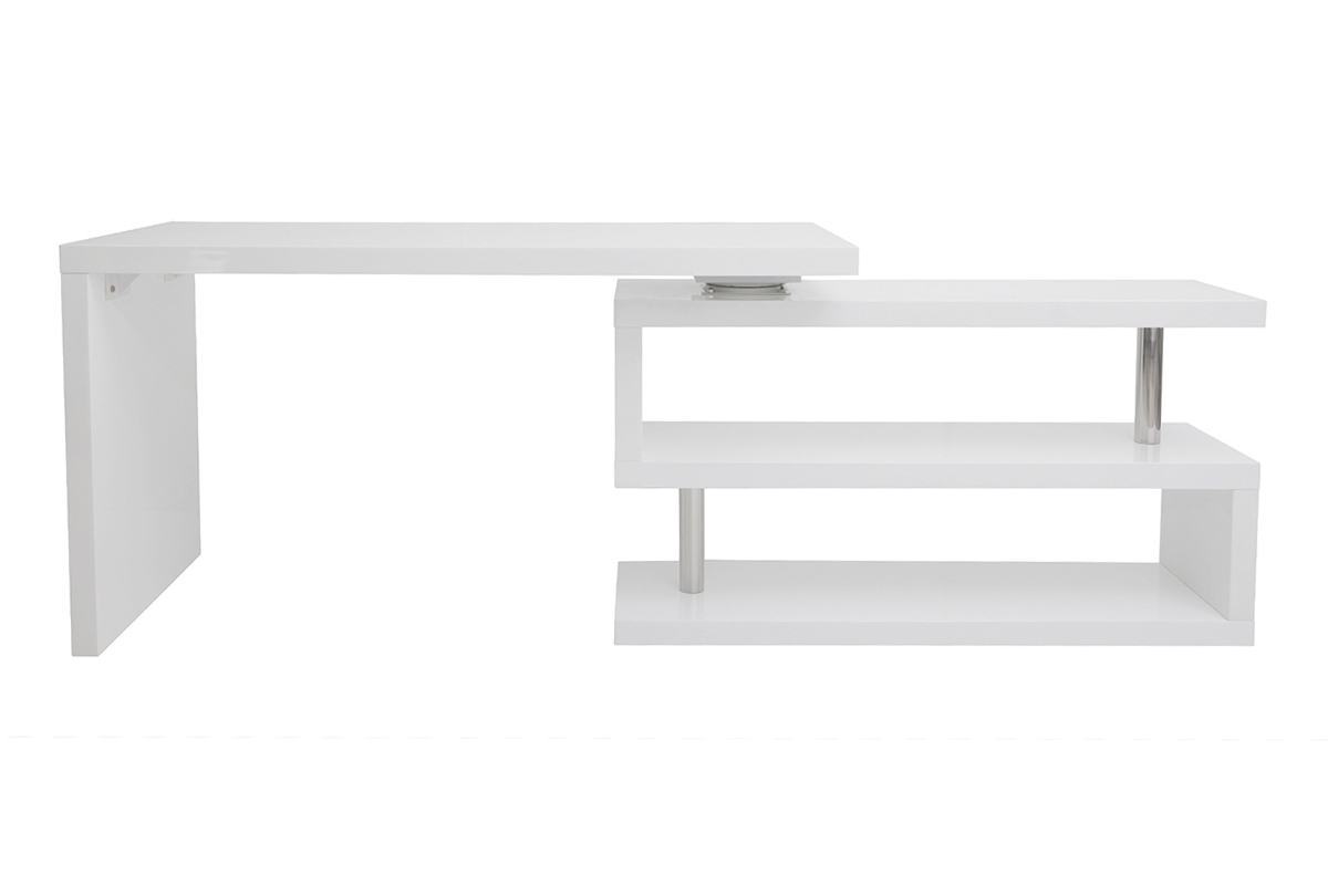 Bureau modulable design blanc laqu� L140-218 cm MAX