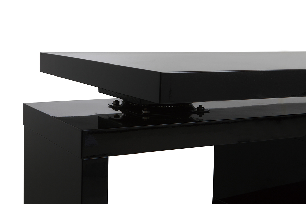 Bureau modulable design noir laqu� L140-218 cm MAX