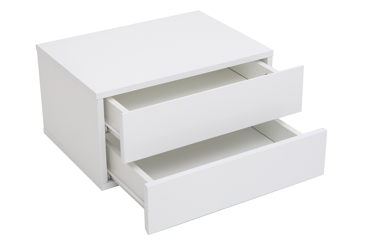 Caisson de rangement 2 tiroirs blanc laqu� MAX