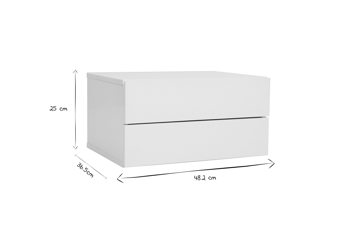 Caisson de rangement 2 tiroirs blanc laqu� MAX