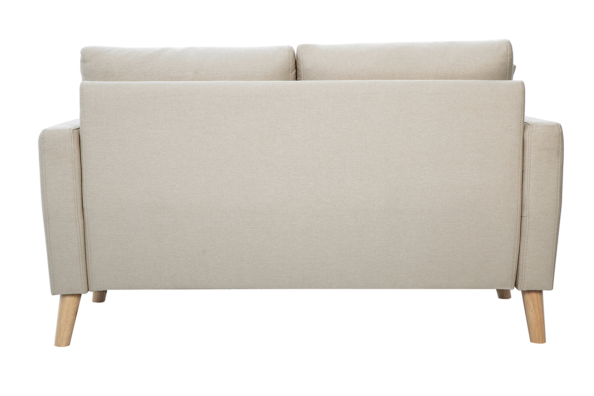 Canap� 2 places en tissu beige et bois clair MUNIK
