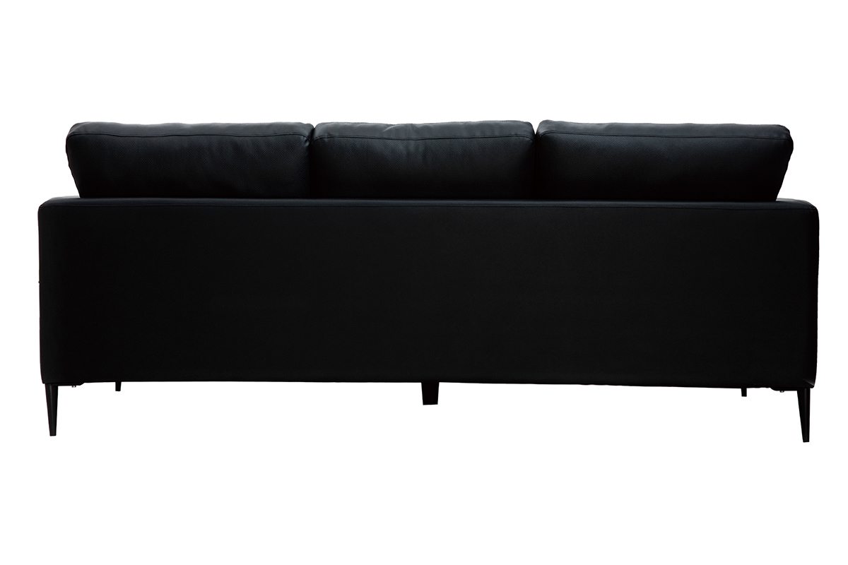 Canap� 3 places cuir noir et m�tal noir JOPLIN