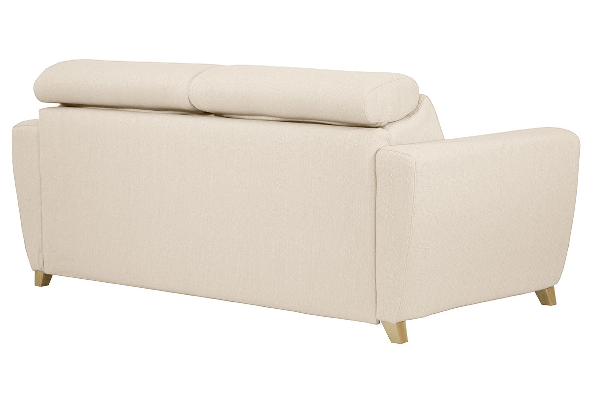 Canap� beige 3 places avec t�ti�res ajustables, vue arri�re en angle.
