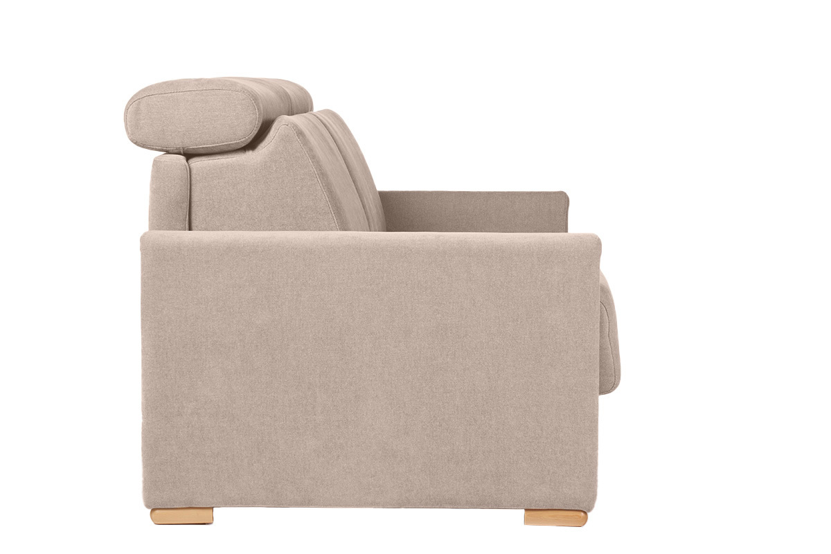 Canap� convertible avec t�ti�res ajustables 3 places en tissu effet velours beige avec matelas 18 cm NORO