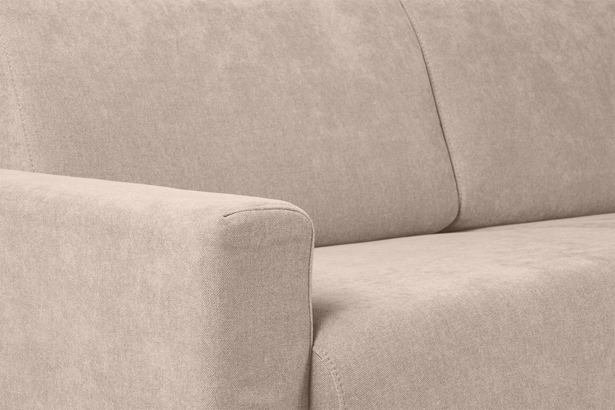 Canap� convertible avec t�ti�res ajustables 3 places en tissu effet velours beige avec matelas 18 cm NORO