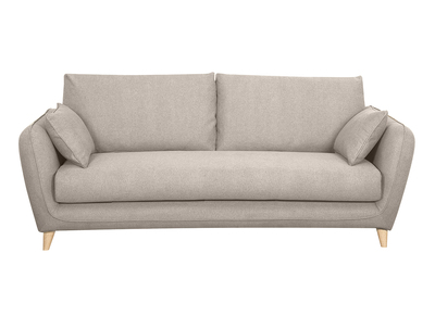 Canap&eacute; convertible scandinave 3 places en tissu beige avec matelas 10 cm CREEP