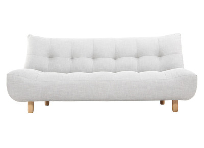 Canap&eacute; convertible scandinave 3 places en tissu gris clair et bois clair YUMI