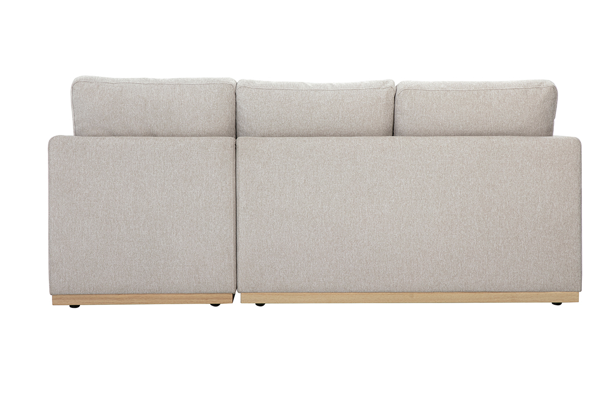 Canap� d'angle droit en tissu effet velours textur� beige 3 places MOSS
