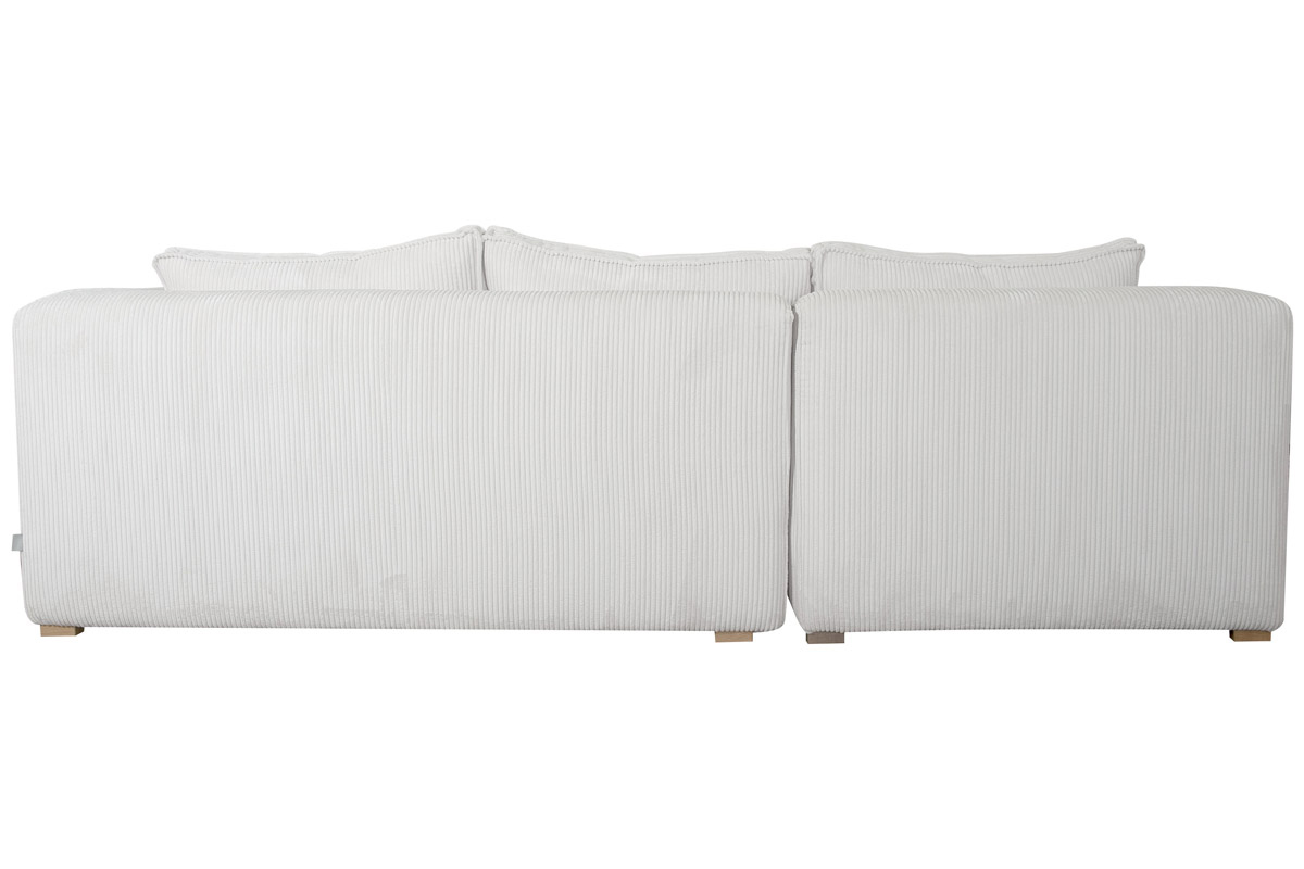 Canap� d'angle gauche design en tissu velours c�tel� �cru 3-4 places PANAM