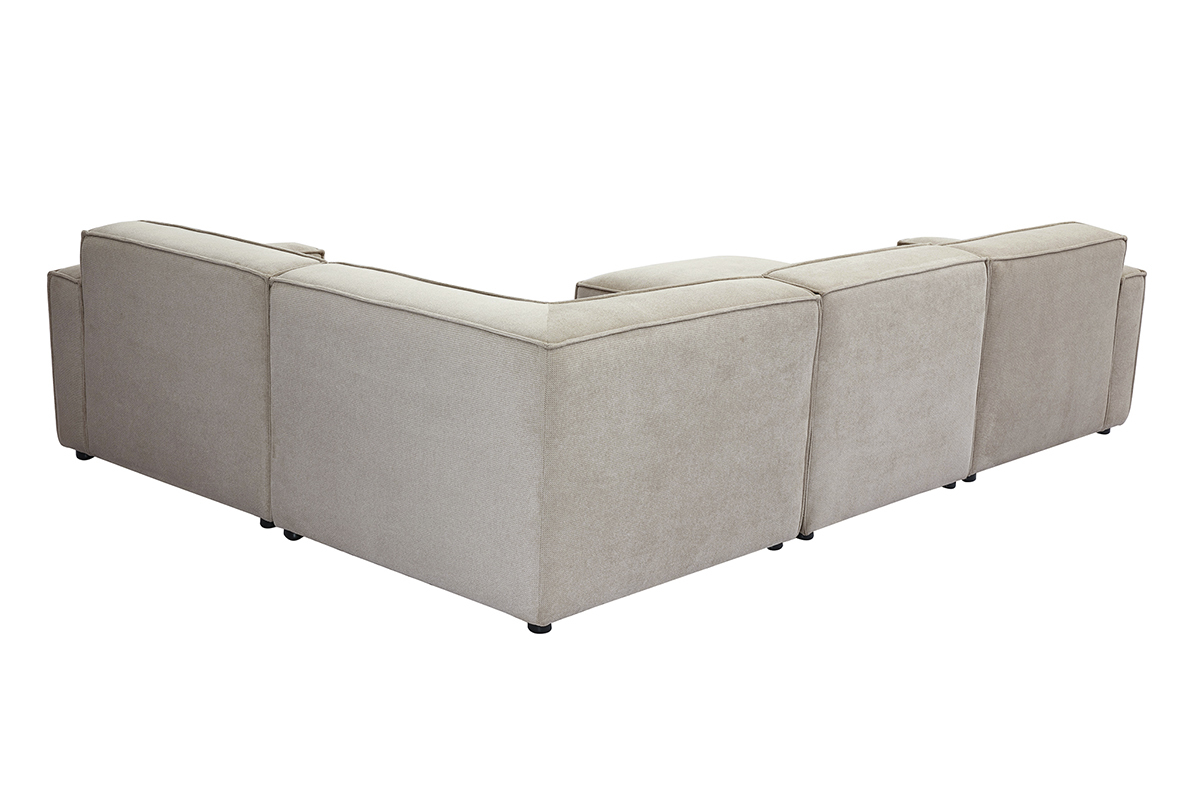 Canap� d'angle modulable beige en tissu, vue arri�re.