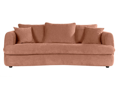 Canap&eacute; d&eacute;houssable 3-4 places design haricot en tissu effet velours terre br&ucirc;l&eacute;e SACHA