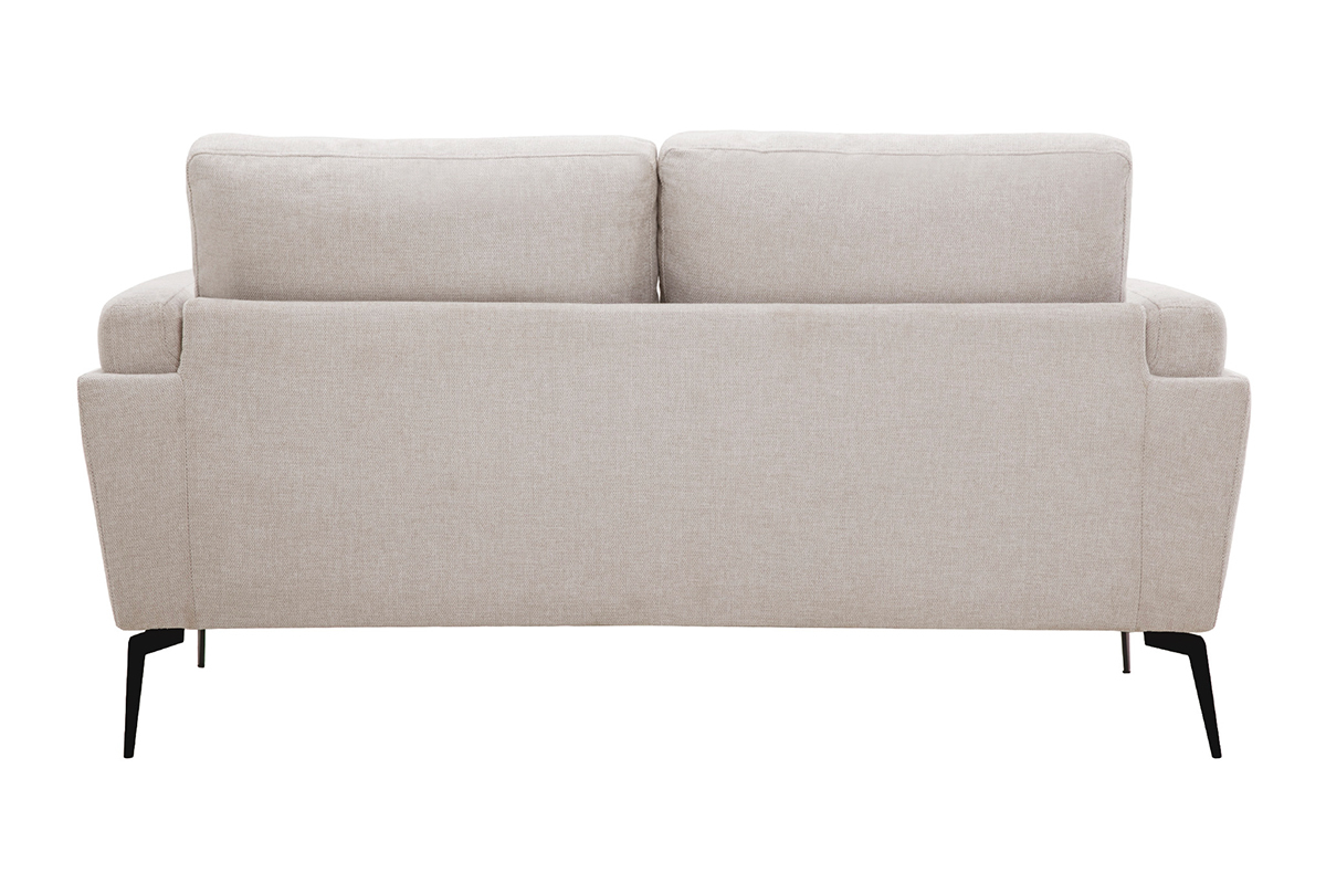 Canap� design 2 places en tissu effet velours textur� beige et m�tal noir MOSCO