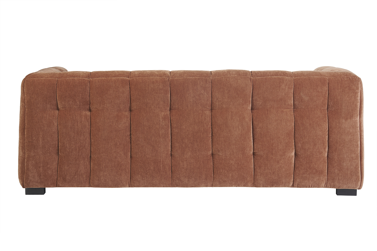 Canap� design 3 places en tissu effet velours terre br�l�e CORTO