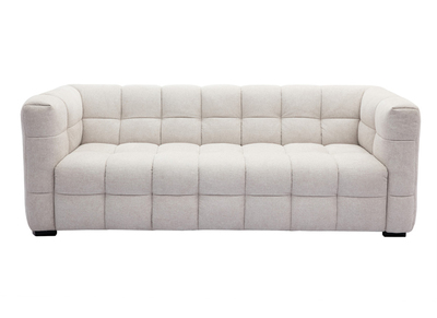 Canap&eacute; design 3 places en tissu effet velours textur&eacute; beige CORTO
