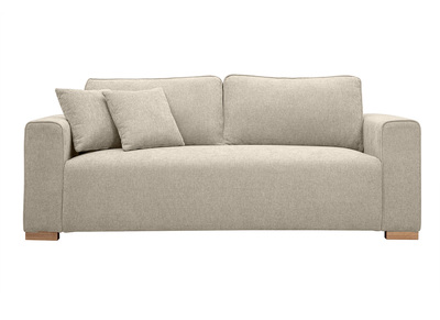 Canap&eacute; design 3 places en tissu effet velours textur&eacute; beige PEPPER