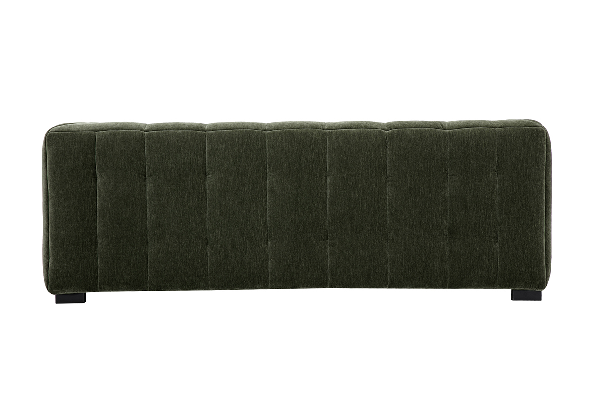 Canap� design 3 places en tissu effet velours vert kaki CORTO