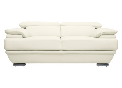 Canap&eacute; design avec t&ecirc;ti&egrave;res ajustables 2 places cuir blanc et acier chrom&eacute; EWING