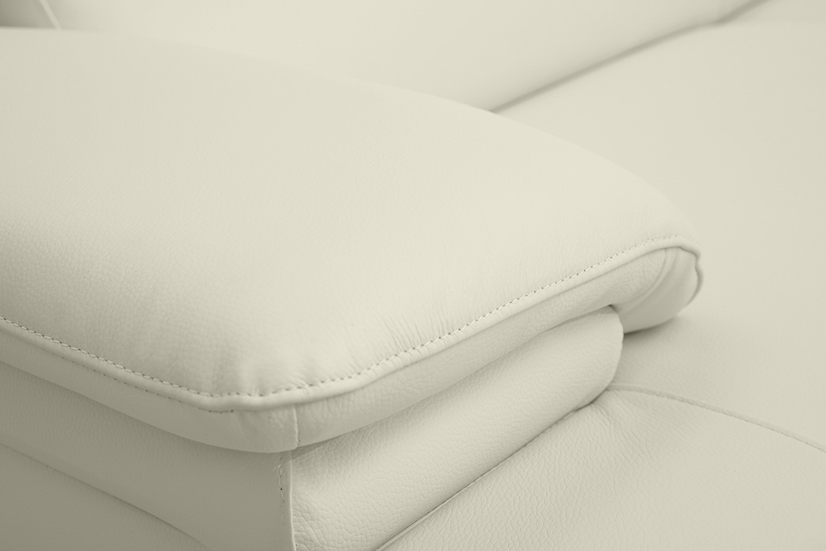 Canap� design avec t�ti�res ajustables 3 places cuir blanc et acier chrom� EWING
