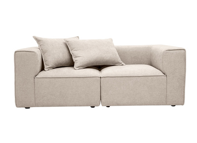 Canap&eacute; modulable 2 places en tissu effet velours textur&eacute; beige KERRY