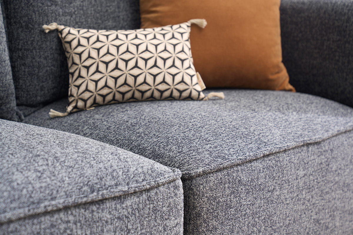 Canap� modulable 4 places en tissu chin� gris fonc� KERRY