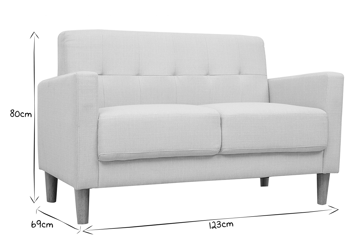 Dimensions du canap� scandinave MOON en noir et blanc : 123 cm de largeur, 69 cm de profondeur, 80 cm de hauteur.