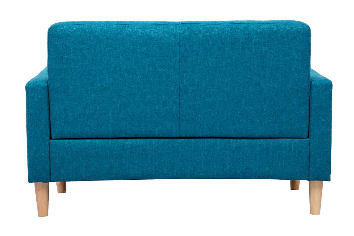 Canap� scandinave 2 places MOON en tissu bleu, vue de dos.