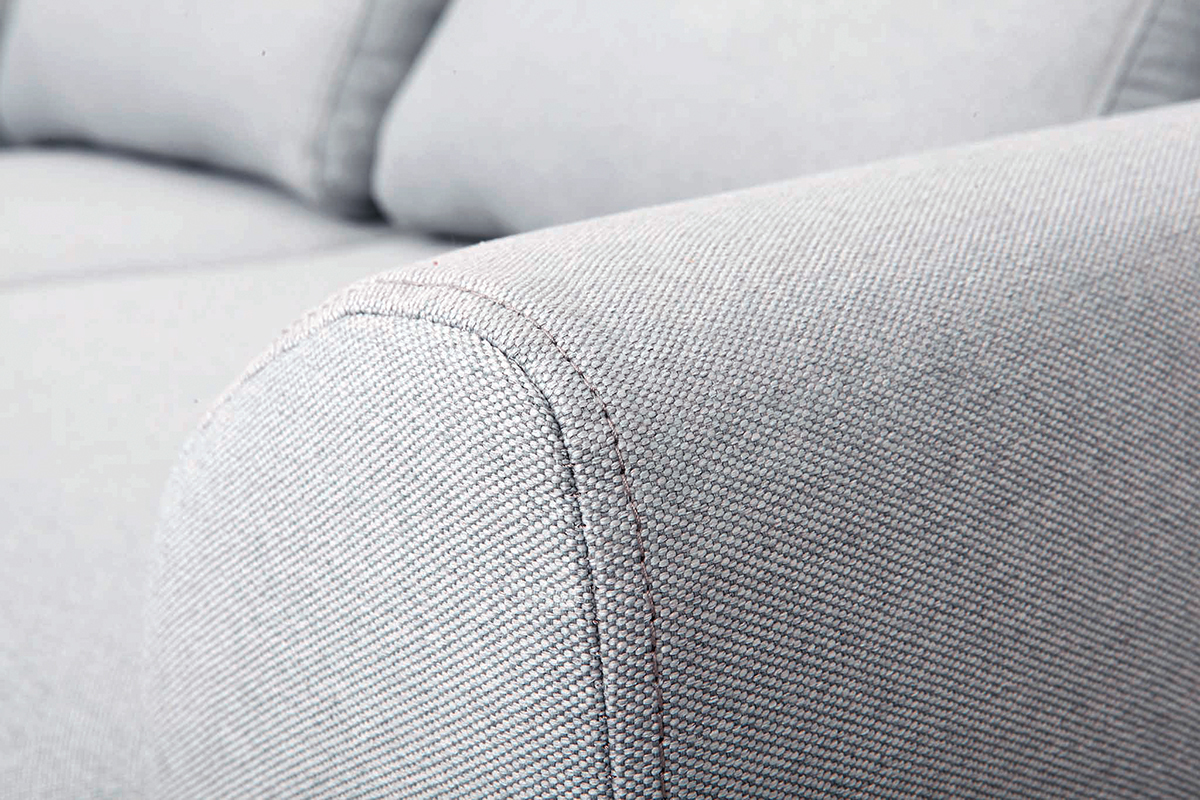 Canap� scandinave 2 places en tissu gris clair et bois clair EKTOR