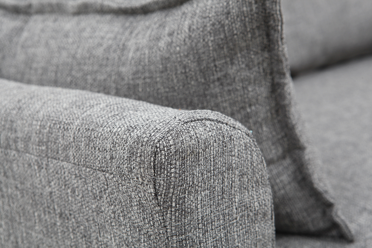 Canap� scandinave 2 places en tissu gris et bois clair KATE