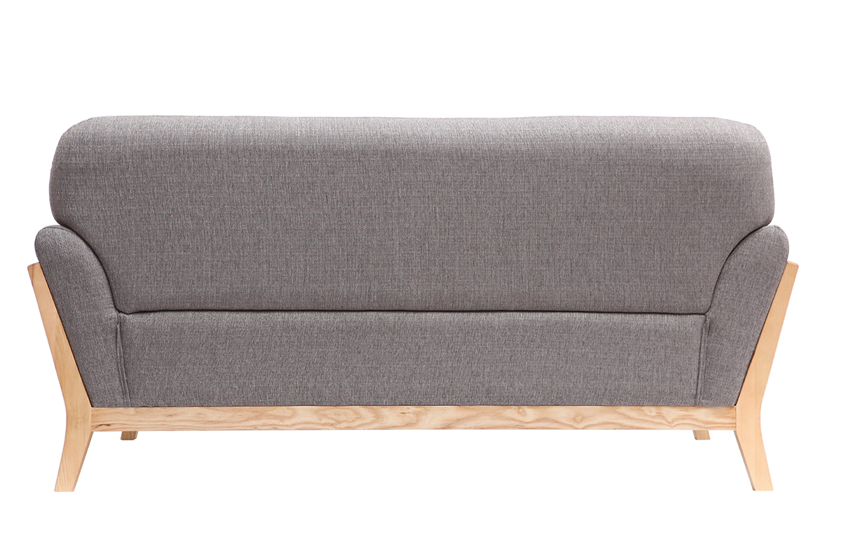 Canap� scandinave 2 places en tissu gris et bois clair YOKO