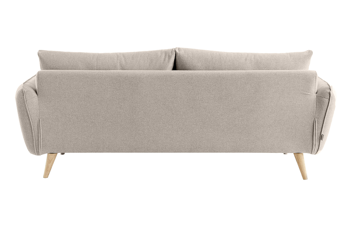 Canap� scandinave 3 places en tissu beige et bois clair CREEP