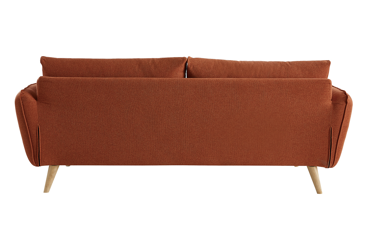 Canap� scandinave 3 places en tissu brique et bois clair CREEP