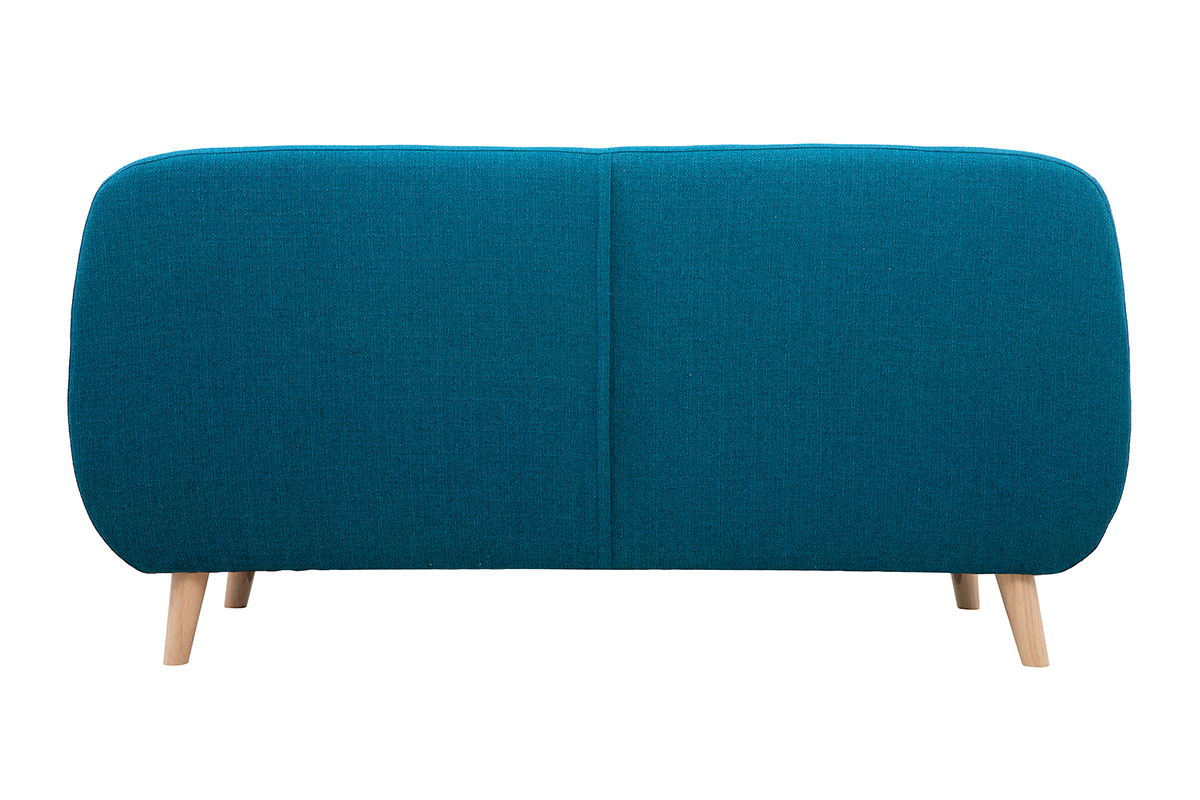 Canap� scandinave d�houssable 3 places en tissu bleu canard et bois clair YNOK