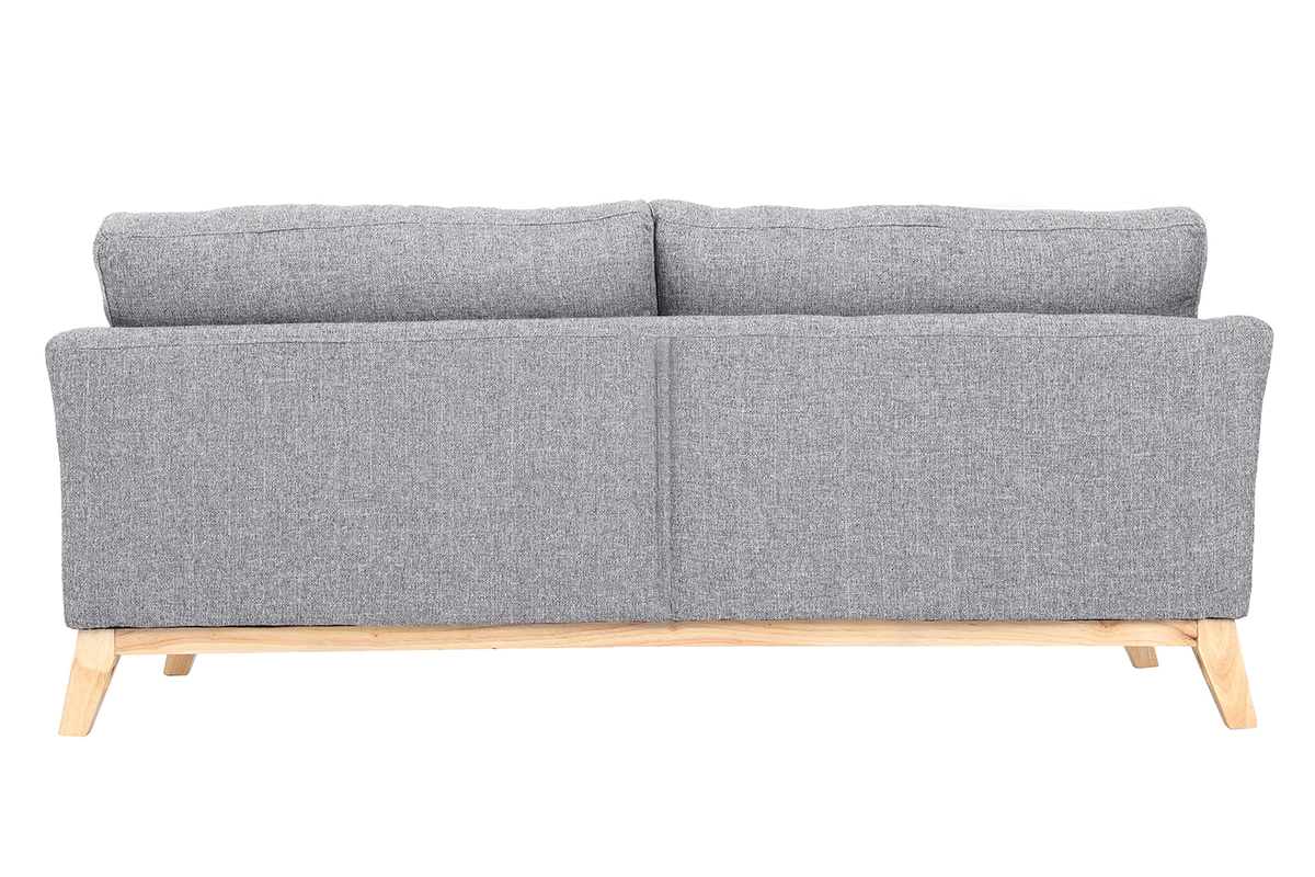 Canap� scandinave d�houssable 3 places en tissu gris clair et bois clair OSLO